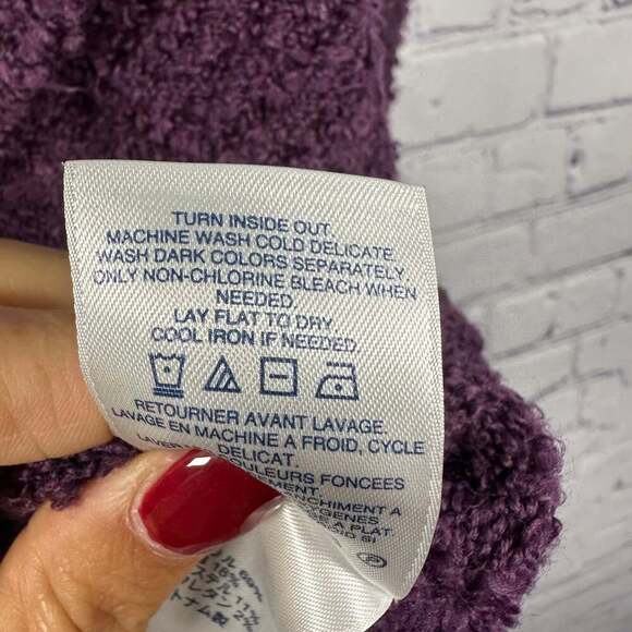 Lands' End Women's Purple Cable Knit Long Sleeve Crew Neck Sweater - Picture 5 of 5